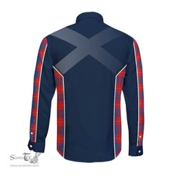 ScotsTee Shop Scottish Galloway Red Clan Scottish Crest and Scottish Thistle Sport Tartan Long Sleeve Shirt