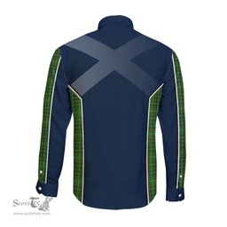 ScotsTee Shop Scottish Forrester or Foster Hunting Clan Scottish Crest and Scottish Thistle Sport Tartan Long Sleeve Shirt
