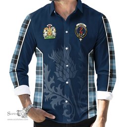 ScotsTee Shop Scottish Clark Ancient Clan Scottish Crest and Scottish Thistle Sport Tartan Long Sleeve Shirt