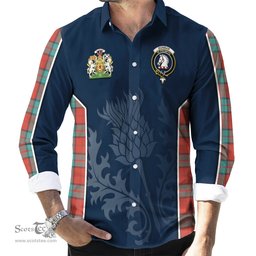 ScotsTee Shop Scottish Dunbar Ancient Clan Scottish Crest and Scottish Thistle Sport Tartan Long Sleeve Shirt