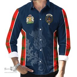 ScotsTee Shop Scottish Darroch Clan Scottish Crest and Scottish Thistle Sport Tartan Long Sleeve Shirt
