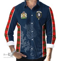 ScotsTee Shop Scottish Dunbar Modern Clan Scottish Crest and Scottish Thistle Sport Tartan Long Sleeve Shirt