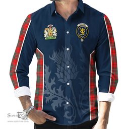 ScotsTee Shop Scottish Cumming Modern Clan Scottish Crest and Scottish Thistle Sport Tartan Long Sleeve Shirt