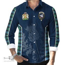 ScotsTee Shop Scottish Galbraith Ancient Clan Scottish Crest and Scottish Thistle Sport Tartan Long Sleeve Shirt
