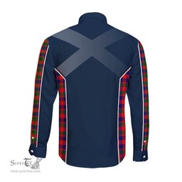 ScotsTee Shop Scottish Gow Modern Clan Scottish Crest and Scottish Thistle Sport Tartan Long Sleeve Shirt