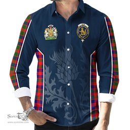 ScotsTee Shop Scottish Gow Modern Clan Scottish Crest and Scottish Thistle Sport Tartan Long Sleeve Shirt