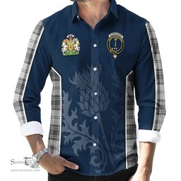 ScotsTee Shop Scottish Glendinning Clan Scottish Crest and Scottish Thistle Sport Tartan Long Sleeve Shirt