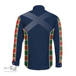 ScotsTee Shop Scottish Gibsone (Gibson-Gibbs) Clan Scottish Crest and Scottish Thistle Sport Tartan Long Sleeve Shirt