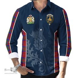 ScotsTee Shop Scottish MacGillivray Clan Scottish Crest and Scottish Thistle Sport Tartan Long Sleeve Shirt