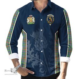 ScotsTee Shop Scottish MacIntosh Hunting Ancient Clan Scottish Crest and Scottish Thistle Sport Tartan Long Sleeve Shirt