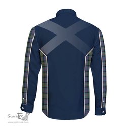 ScotsTee Shop Scottish MacDonell of Glengarry Ancient Clan Scottish Crest and Scottish Thistle Sport Tartan Long Sleeve Shirt