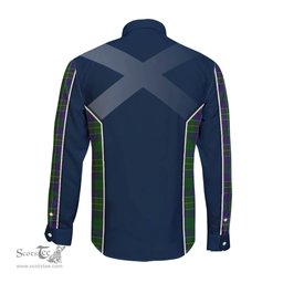 ScotsTee Shop Scottish Hunter of Hunterston Clan Scottish Crest and Scottish Thistle Sport Tartan Long Sleeve Shirt