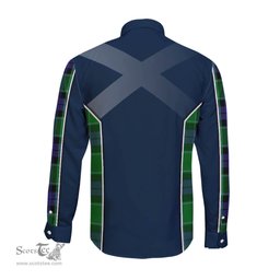 ScotsTee Shop Scottish Haldane Clan Scottish Crest and Scottish Thistle Sport Tartan Long Sleeve Shirt