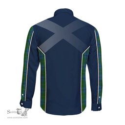 ScotsTee Shop Scottish Johnstone-Johnston Clan Scottish Crest and Scottish Thistle Sport Tartan Long Sleeve Shirt