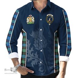 ScotsTee Shop Scottish Guthrie Ancient Clan Scottish Crest and Scottish Thistle Sport Tartan Long Sleeve Shirt