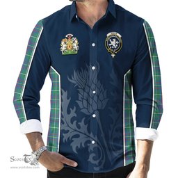 ScotsTee Shop Scottish Inglis Ancient Clan Scottish Crest and Scottish Thistle Sport Tartan Long Sleeve Shirt