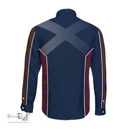ScotsTee Shop Scottish Gow Clan Scottish Crest and Scottish Thistle Sport Tartan Long Sleeve Shirt