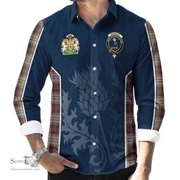 ScotsTee Shop Scottish MacInnes Ancient Hunting Clan Scottish Crest and Scottish Thistle Sport Tartan Long Sleeve Shirt