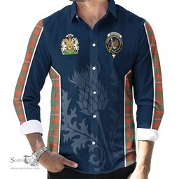 ScotsTee Shop Scottish MacKinnon Ancient Clan Scottish Crest and Scottish Thistle Sport Tartan Long Sleeve Shirt