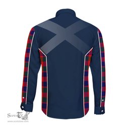ScotsTee Shop Scottish Gow of Skeoch Clan Scottish Crest and Scottish Thistle Sport Tartan Long Sleeve Shirt