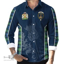 ScotsTee Shop Scottish Gordon Ancient Clan Scottish Crest and Scottish Thistle Sport Tartan Long Sleeve Shirt