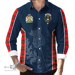 ScotsTee Shop Scottish MacColl Modern Clan Scottish Crest and Scottish Thistle Sport Tartan Long Sleeve Shirt