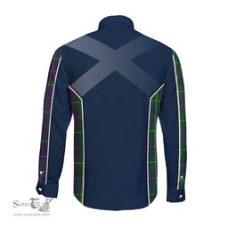 ScotsTee Shop Scottish MacIntyre Inglis Clan Scottish Crest and Scottish Thistle Sport Tartan Long Sleeve Shirt