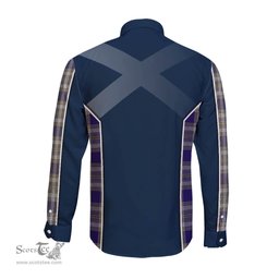 ScotsTee Shop Scottish Livingston Dress Clan Scottish Crest and Scottish Thistle Sport Tartan Long Sleeve Shirt