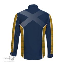 ScotsTee Shop Scottish Houston Clan Scottish Crest and Scottish Thistle Sport Tartan Long Sleeve Shirt
