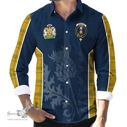 ScotsTee Shop Scottish Houston Clan Scottish Crest and Scottish Thistle Sport Tartan Long Sleeve Shirt