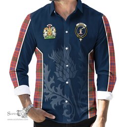 ScotsTee Shop Scottish MacRae Ancient Clan Scottish Crest and Scottish Thistle Sport Tartan Long Sleeve Shirt