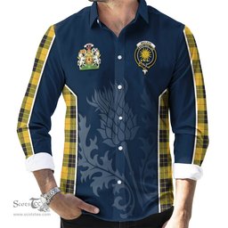 ScotsTee Shop Scottish MacLeod of Lewis Ancient Clan Scottish Crest and Scottish Thistle Sport Tartan Long Sleeve Shirt