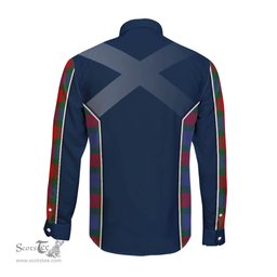 ScotsTee Shop Scottish Mar Clan Scottish Crest and Scottish Thistle Sport Tartan Long Sleeve Shirt