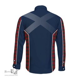 ScotsTee Shop Scottish Nicolson Clan Scottish Crest and Scottish Thistle Sport Tartan Long Sleeve Shirt