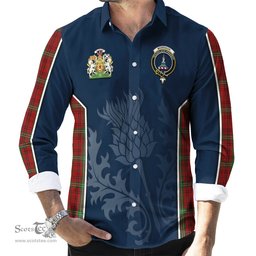 ScotsTee Shop Scottish Morrison Clan Scottish Crest and Scottish Thistle Sport Tartan Long Sleeve Shirt