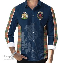 ScotsTee Shop Scottish Wilson Ancient Clan Scottish Crest and Scottish Thistle Sport Tartan Long Sleeve Shirt
