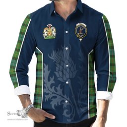 ScotsTee Shop Scottish Rollo Ancient Clan Scottish Crest and Scottish Thistle Sport Tartan Long Sleeve Shirt