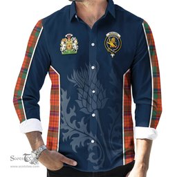 ScotsTee Shop Scottish Nicolson Ancient Clan Scottish Crest and Scottish Thistle Sport Tartan Long Sleeve Shirt