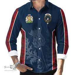 ScotsTee Shop Scottish Ross Old Clan Scottish Crest and Scottish Thistle Sport Tartan Long Sleeve Shirt