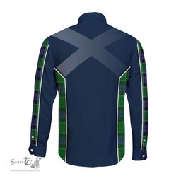 ScotsTee Shop Scottish Monteith Clan Scottish Crest and Scottish Thistle Sport Tartan Long Sleeve Shirt