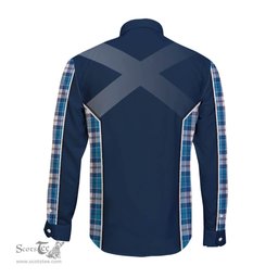ScotsTee Shop Scottish Roberton Clan Scottish Crest and Scottish Thistle Sport Tartan Long Sleeve Shirt
