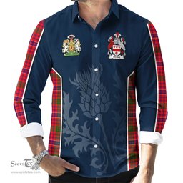 ScotsTee Shop Scottish MacRow Clan Scottish Crest and Scottish Thistle Sport Tartan Long Sleeve Shirt