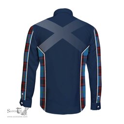 ScotsTee Shop Scottish Wedderburn Clan Scottish Crest and Scottish Thistle Sport Tartan Long Sleeve Shirt