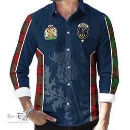 ScotsTee Shop Scottish MacPhail Clan Scottish Crest and Scottish Thistle Sport Tartan Long Sleeve Shirt