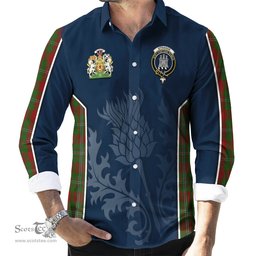 ScotsTee Shop Scottish Strange Clan Scottish Crest and Scottish Thistle Sport Tartan Long Sleeve Shirt