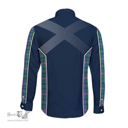 ScotsTee Shop Scottish Ralston Clan Scottish Crest and Scottish Thistle Sport Tartan Long Sleeve Shirt