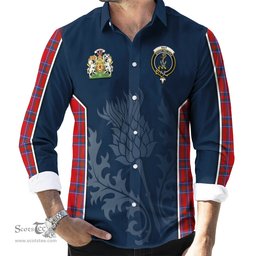 ScotsTee Shop Scottish Rait Clan Scottish Crest and Scottish Thistle Sport Tartan Long Sleeve Shirt