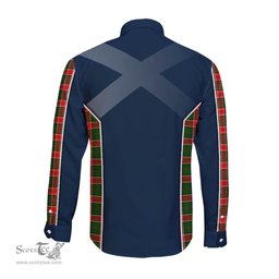 ScotsTee Shop Scottish Pollock Modern Clan Scottish Crest and Scottish Thistle Sport Tartan Long Sleeve Shirt