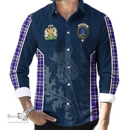 ScotsTee Shop Scottish Ochterlony Clan Scottish Crest and Scottish Thistle Sport Tartan Long Sleeve Shirt