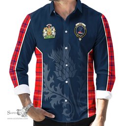 ScotsTee Shop Scottish Rose Modern Clan Scottish Crest and Scottish Thistle Sport Tartan Long Sleeve Shirt